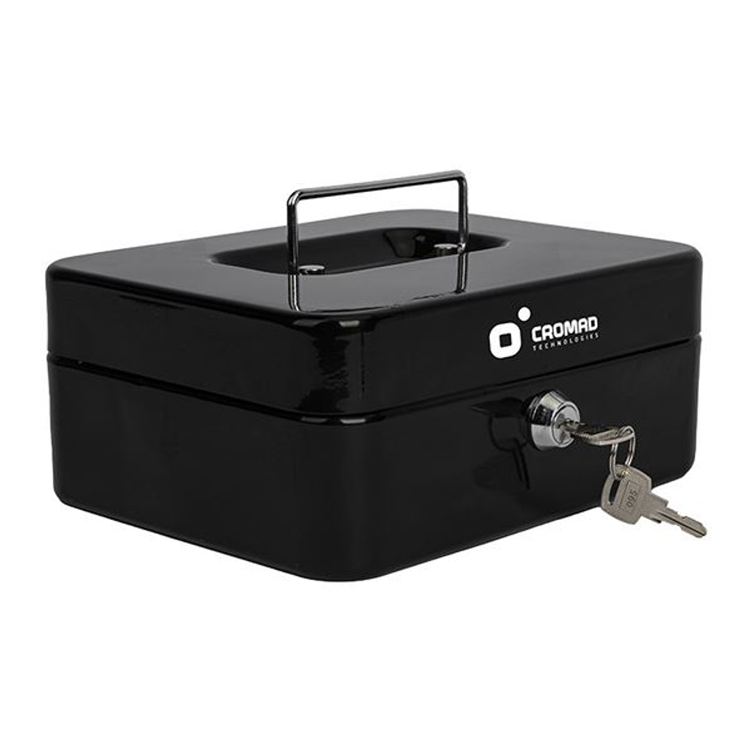 Cromad CR1224 Caja de Caudales Metalica - Cerradura de Llave - 3 Compartimentos - Asa de Transporte - 90x200x160mm 1
