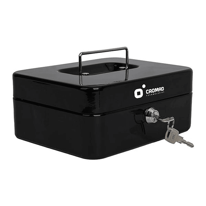 Cromad CR1224 Caja de Caudales Metalica - Cerradura de Llave - 3 Compartimentos - Asa de Transporte - 90x200x160mm 1