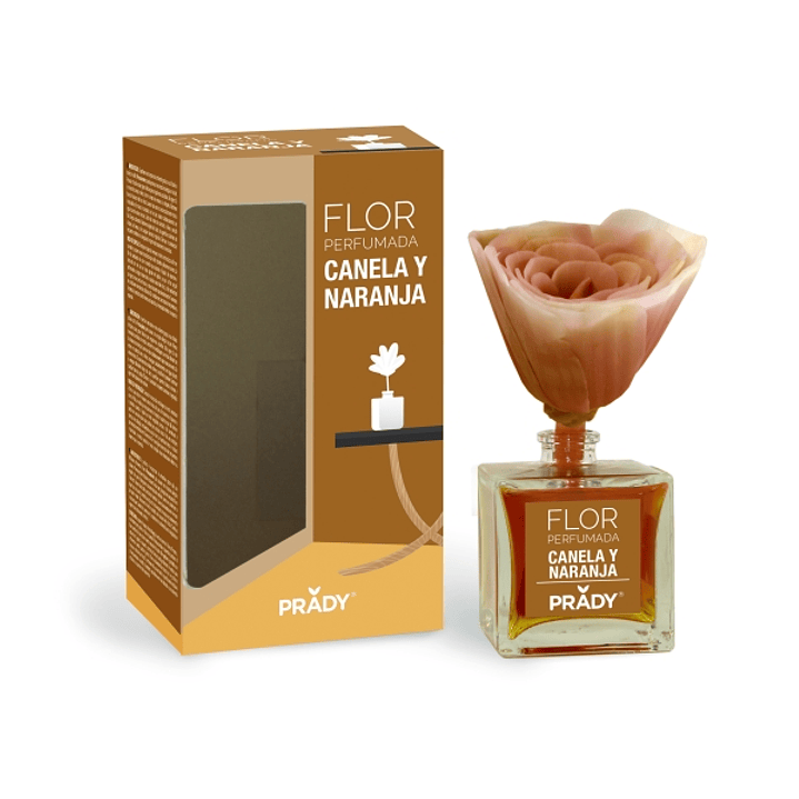 Prady Ambientador Flor Perfumada Canela y Naranja - Frasco de Cristal 90ml 1