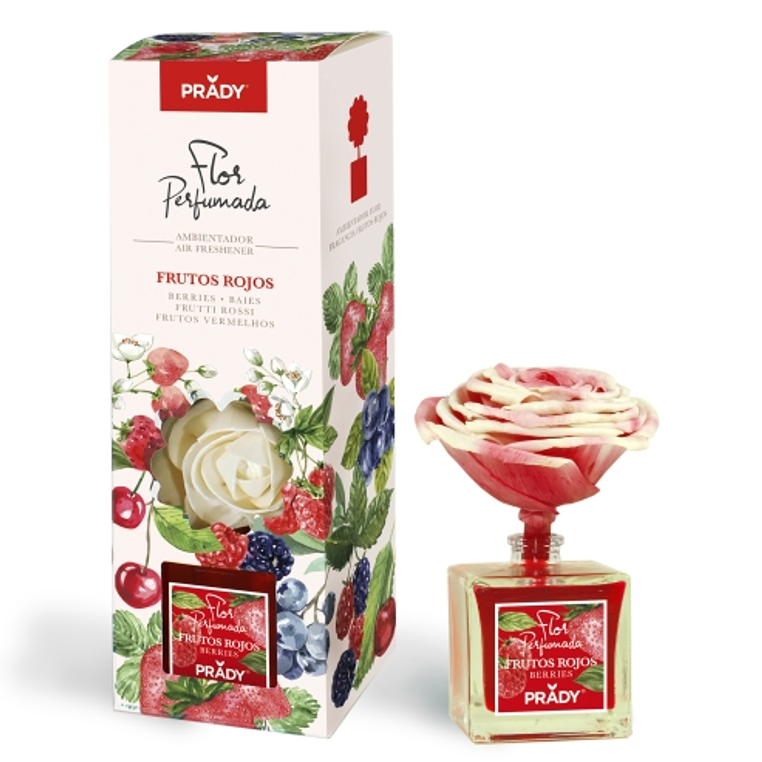 Prady Ambientador Flor Perfumada Frutos Rojos - Frasco de Cristal 90ml 1