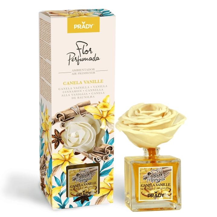 Prady Ambientador Flor Perfumada Canela Vanille - Frasco de Cristal 90ml 1