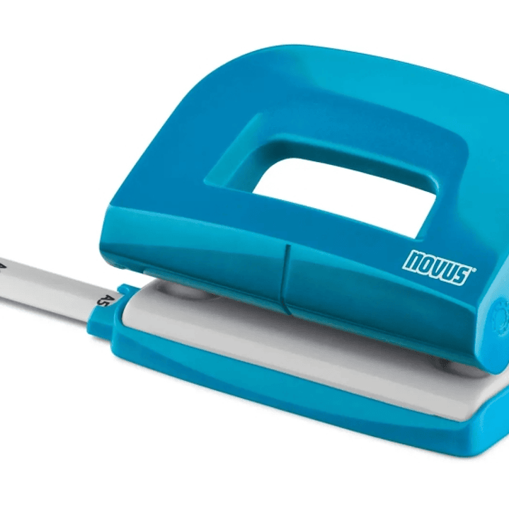 Novus E210 Fresh Perforadora Pequeña de Papel - Hasta 10 Hojas - Guia de Posicionamiento - Punzones 5.5mm - Color Azulon 1