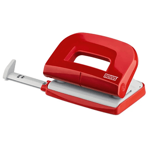 Novus E210 Perforadora Pequeña de Papel - Hasta 10 Hojas - Guia de Posicionamiento - Punzones 5.5mm - Color Rojo