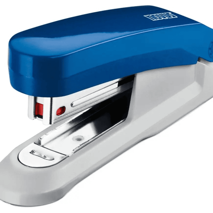 Novus Evolution E15 Grapadora de Sobremesa - Hasta 15 Hojas - Grapado Cerrado y Clavado - Incluye 200 Grapas Nº10 - Color Azul/Gris 1