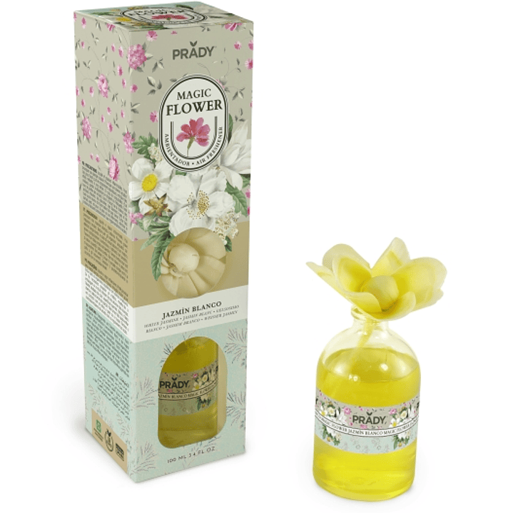 Prady Ambientador Magic Flower Jazmin Blanco - Frasco de Cristal 100ml 1