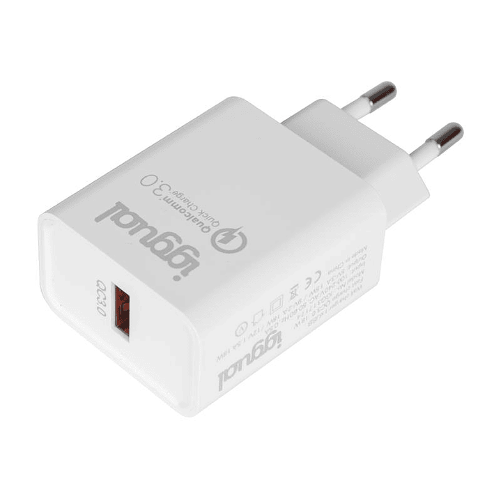 iggual Cargador 1xUSB carga rápida QC3.0 18W 4