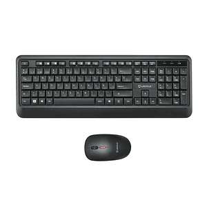 Unykach UK39 Pack de Teclado Inalambrico Compacto + Raton Inalambrico 1600dpi, 3 Botones, Uso Ambidiestro - Color Negro