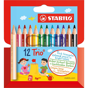 Stabilo Trio Thick Mini Pack con 12 Lapices de Colores - Mina de 4.2mm - Forma Triangular - Colores Surtidos