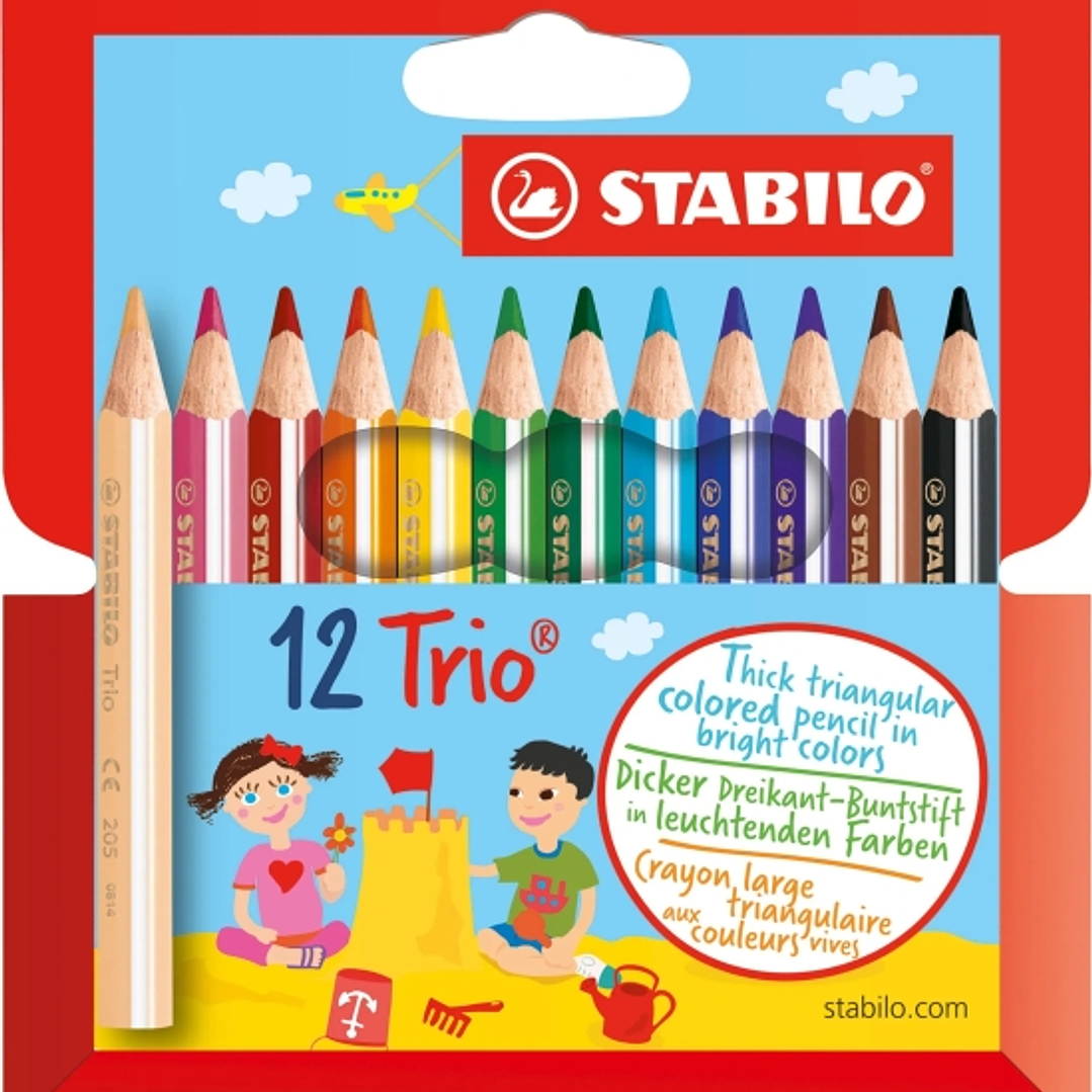 Stabilo Trio Thick Mini Pack con 12 Lapices de Colores - Mina de 4.2mm - Forma Triangular - Colores Surtidos 1
