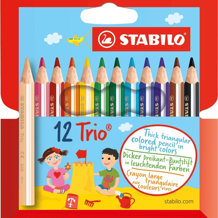 Stabilo Trio Thick Mini Pack con 12 Lapices de Colores - Mina de 4.2mm - Forma Triangular - Colores Surtidos 1