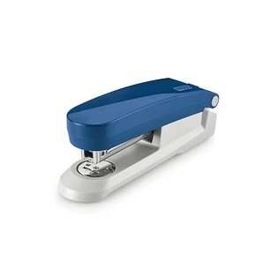 Novus Evolution E 20 Grapadora de Sobremesa + Caja de 200 Grapas 24/6 - Hasta 20 Hojas - Grapado Cerrado, Abierto y Clavado - Color Azul/Gris Claro