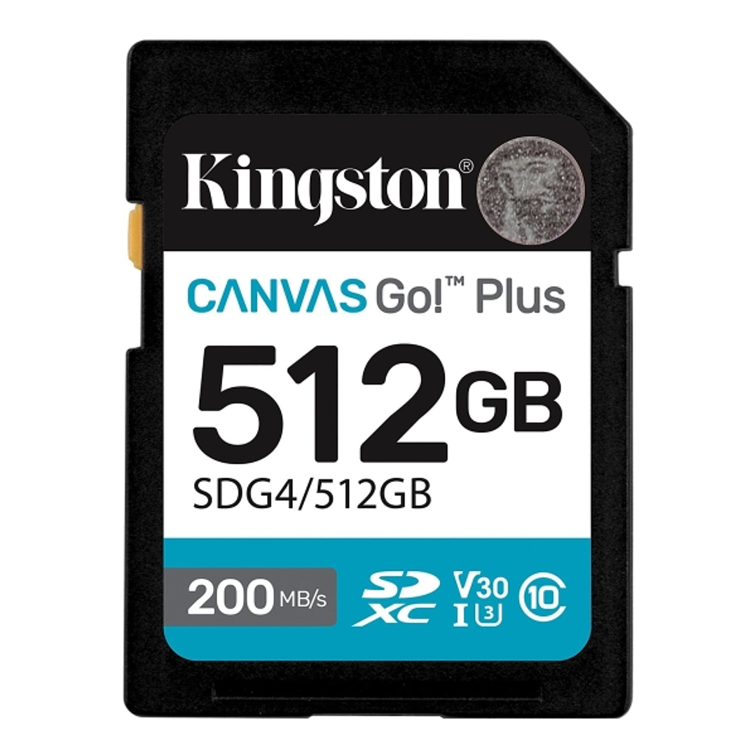 Kingston Tarjeta SDXC 512GB UHS-I U3 V30 Clase 10 200MB/s Canvas Go Plus 1