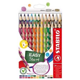 Stabilo Easycolors Pack con 24 Lapices de Colores Ergonomicos - Mina de 4.2mm - Forma Triangular - Uso Zurdo- Colores Surtidos