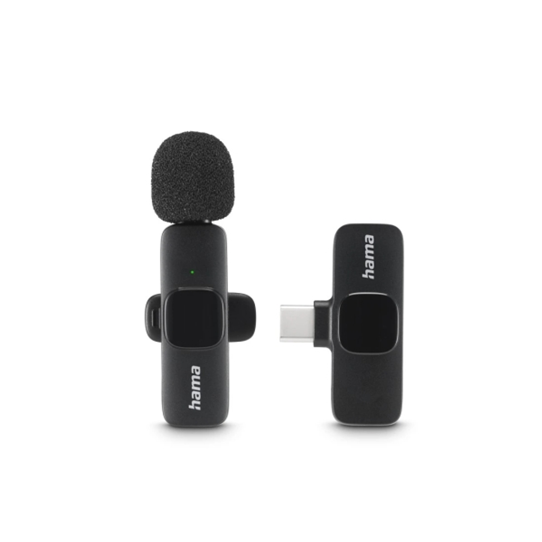 Hama Microfono de Solapa Inalambrico - 2200 Ohm - USB-C - Sujeccion con Clip - Color Negro 1