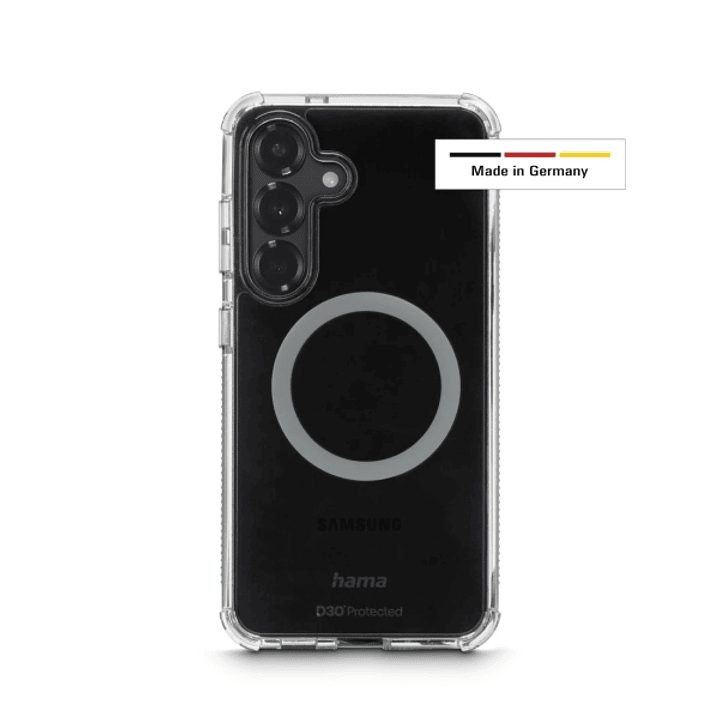 Hama Extreme Protect Funda para Samsung Galaxy S25+ - Magnetico - Antideslizante - Policarbonato - Proteccion D3O - Bordes Elevados - Color Transparen 1