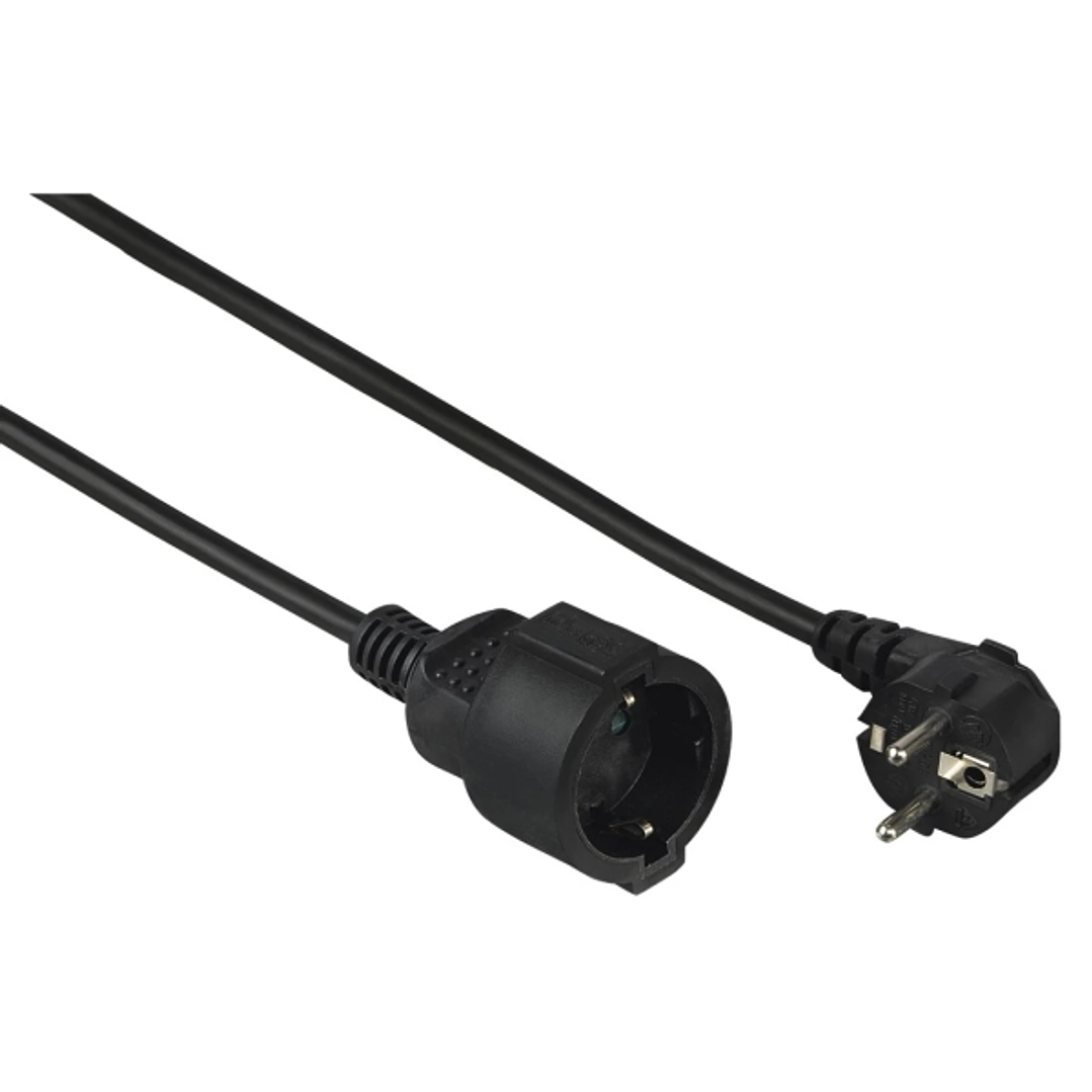 Hama  Cable de Alimentacion Alargador Acodado - Potencia Maxima 3680W - Longitud 10m - Seccion 1.5mm2 - Schuko CEE7 - Color Negro 1
