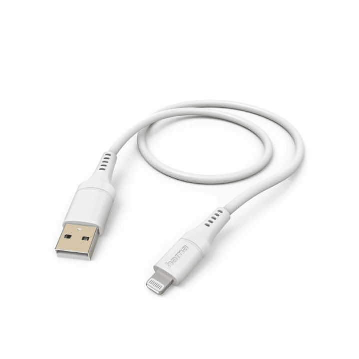 Hama Cable de Carga - USB-A Macho - Lightning Macho - Longitud 1.5m - Silicona - Velocidad hasta 480Mbps - Color Blanco 1