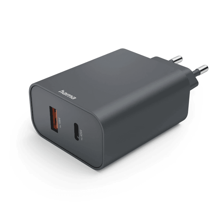 Hama Cargador de Pared - Potencia 45W - USB-C - USB-A - Power Delivery - Color Gris 1