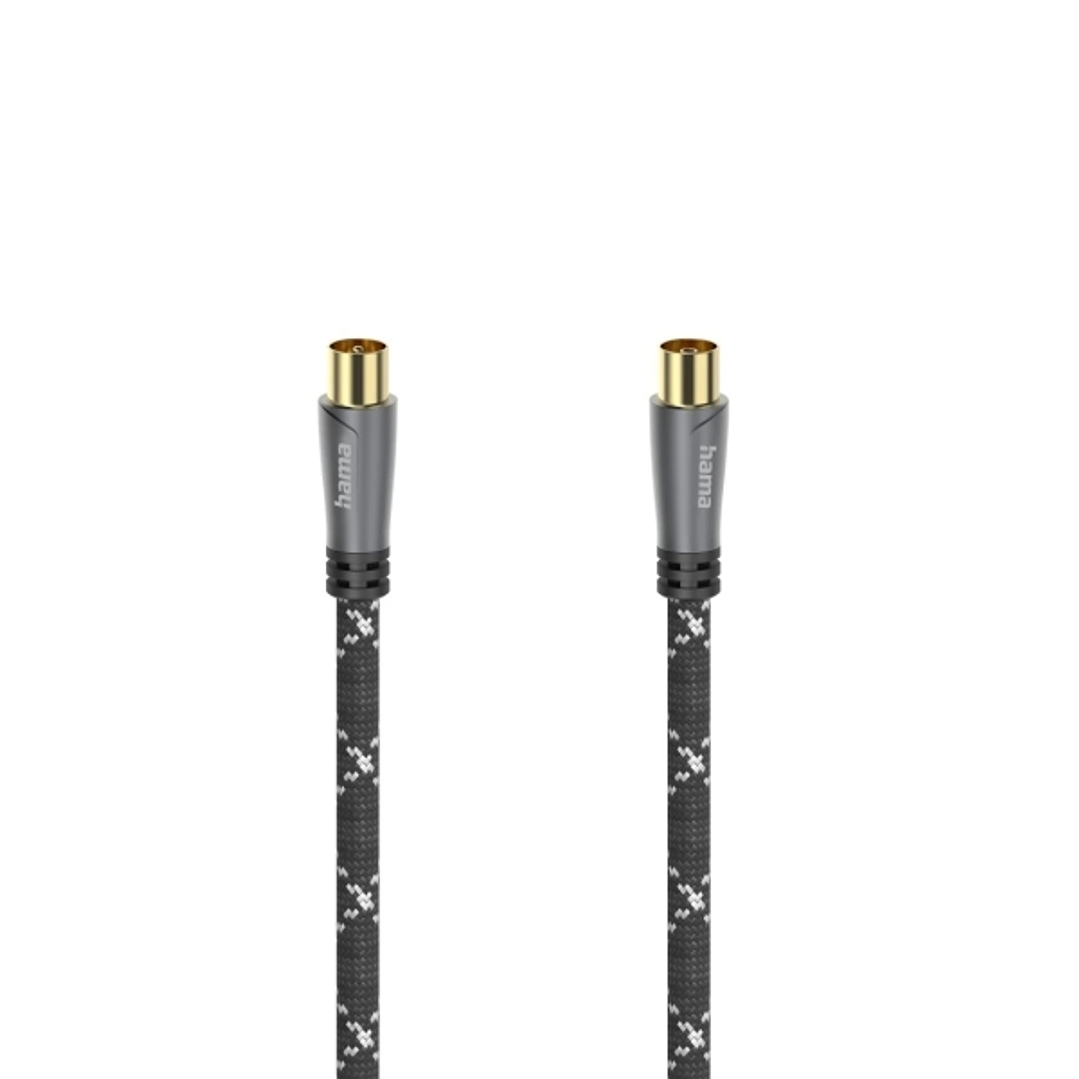 Hama Prime Cable Coaxial de Antena Macho/Hembra - Longitud 1.5m - Terminales Chapados en Oro - Apantallamiento 120dB - Impedancia 75Ohm - Color Negro  1