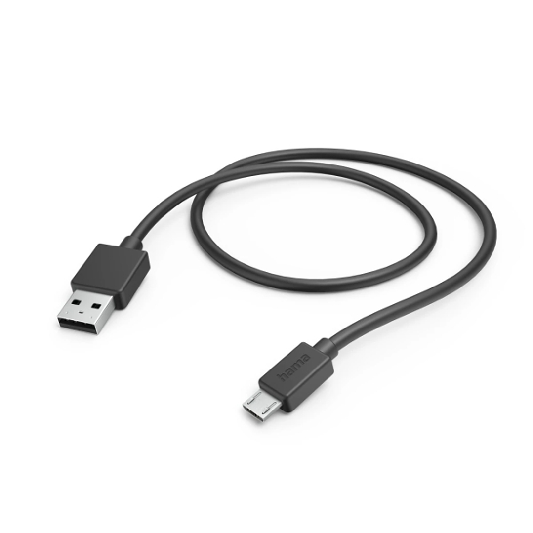 Hama Cable USB - USB-A Macho - Micro-USB Macho - Longitud 1m - Velocidad hasta 480Mbps - Niquelado - Color Negro 1