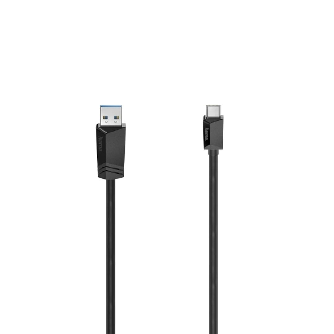 Hama Essential Cable USB - USB-A Macho - USB-C Macho - Longitud 1.5m - Velocidad hasta 5Gbps - Blindaje Doble - Color Negro 1