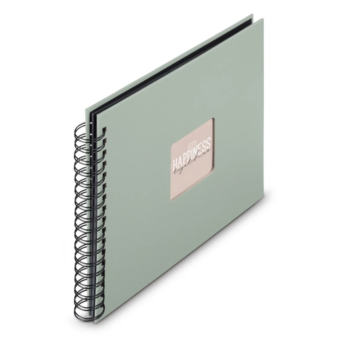 Hama Fine Art Album de Fotos con Espiral - 50 Paginas Negras - Tapa de Papel - 28x24cm - Color Verde Pastel 1