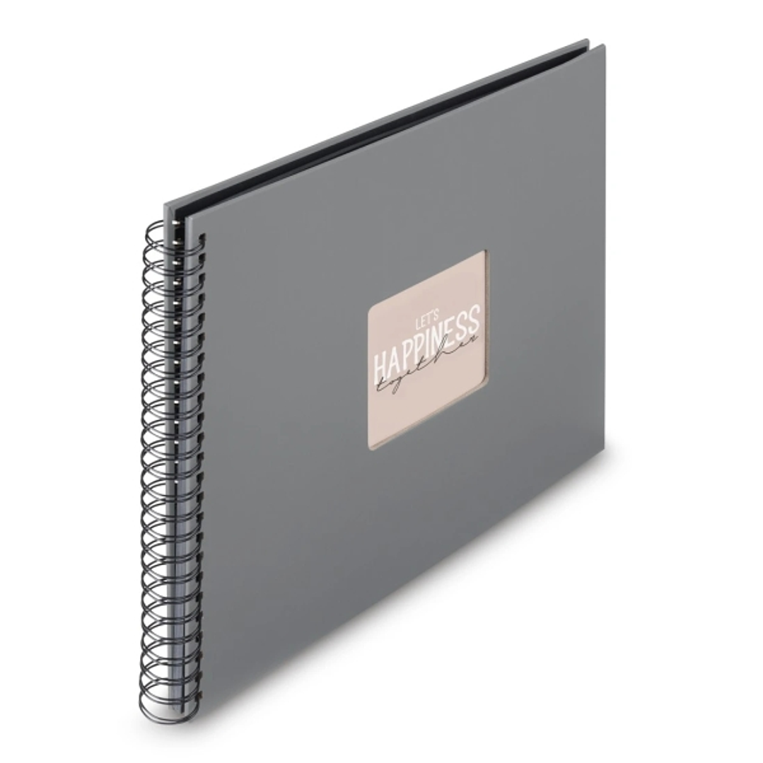 Hama Fine Art Album de Fotos con Espiral - 50 Paginas Negras - Tapa de Papel - 36x32cm - Color Gris 1