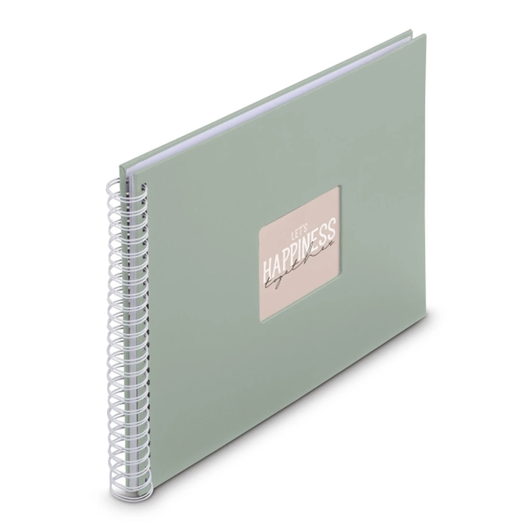 Hama Fine Art Album de Fotos con Espiral - 50 Paginas Blancas - Tapa de Papel - 36x32cm - Color Verde Pastel 1