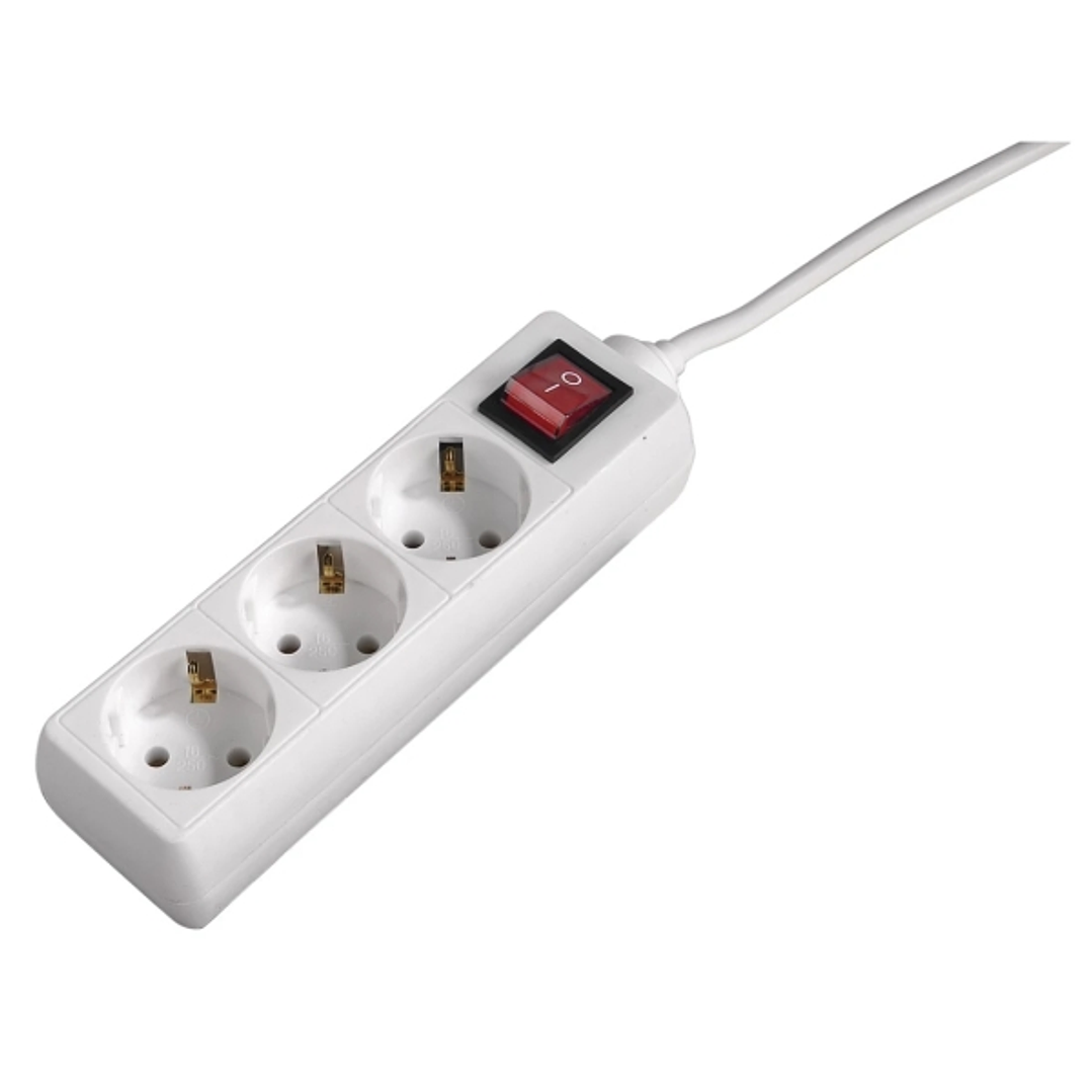 Hama Regleta Alimentacion con 3 Tomas - Potencia Maxima 3680W - Cable 1.4m - Interruptor de Encendido - 21x5.5x4.7cm - Color Blanco 1
