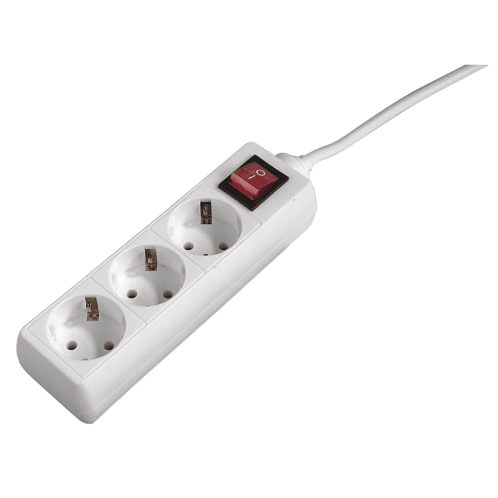 Hama Regleta Alimentacion con 3 Tomas - Potencia Maxima 3680W - Cable 1.4m - Interruptor de Encendido - 21x5.5x4.7cm - Color Blanco 1