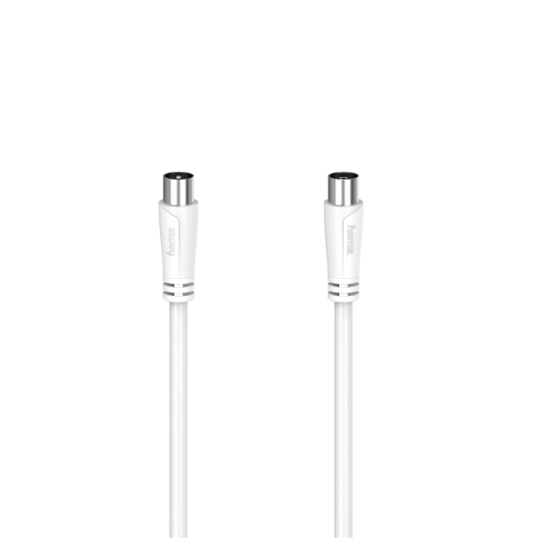 Hama Essential Cable Coaxial de Antena Macho/Hembra - Longitud 10m- Doble Blindaje - Apantallamiento 90dB - Impedancia 75Ohm - Color Blanco 1