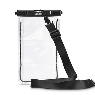 Hama Funda Impermeable Universal - IPX8 - Cierre a Presion - Marco Fluorescente - PVC - 12.5x1.5x20cm - Color Negro y Transparente