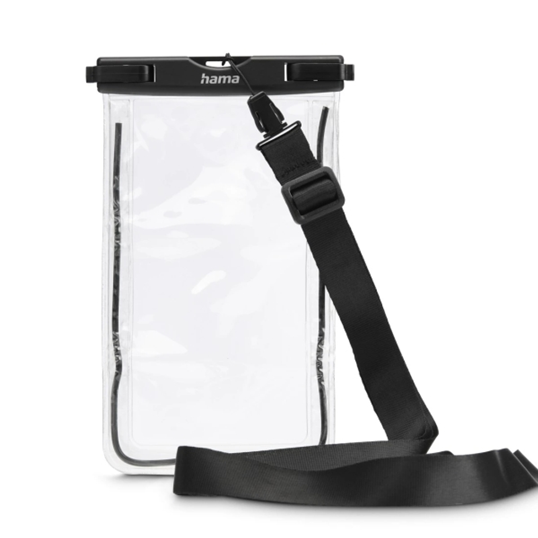 Hama Funda Impermeable Universal - IPX8 - Cierre a Presion - Marco Fluorescente - PVC - 12.5x1.5x20cm - Color Negro y Transparente 1