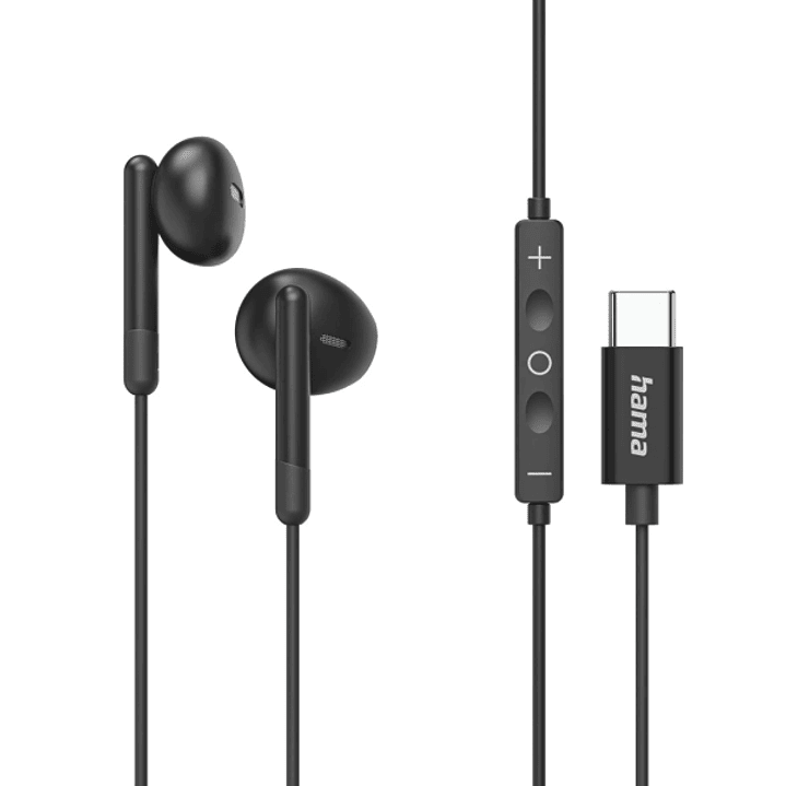 Hama Classy Auriculares con Microfono Omnidireccional - Cable 1.2m - Conector USB-C - Color Negro 1