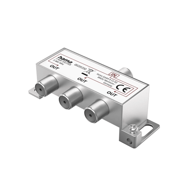 Hama Essential Divisor para Antena - 1 Entrada F Hembra - 3 Salidas F Hembra - Color Plata 1