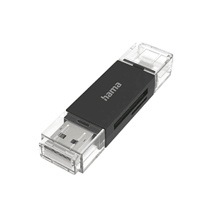 Hama Essential Lector de Tarjetas USB-A - Compatible con SD - MicroSD - Sistema OTG - 19.05x10.99x73.6mm - Color Negro