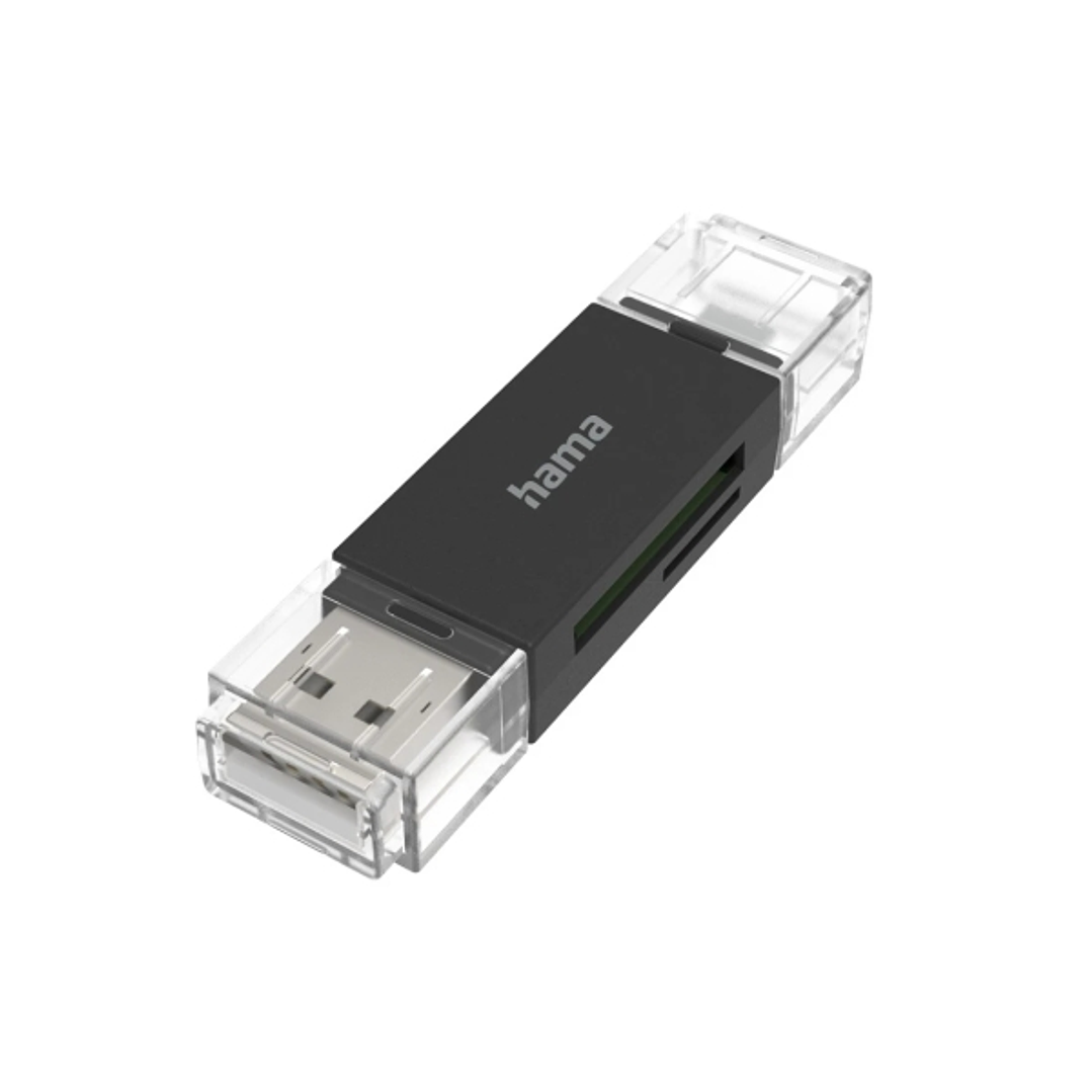 Hama Essential Lector de Tarjetas USB-A - Compatible con SD - MicroSD - Sistema OTG - 19.05x10.99x73.6mm - Color Negro 1