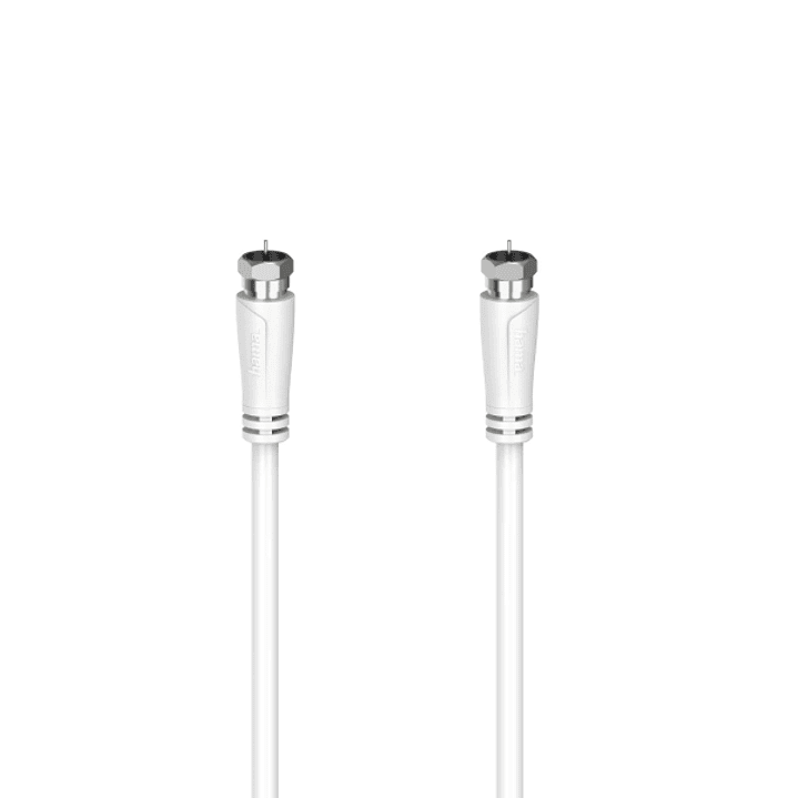 Hama Essential Cable Coaxial de Antena - Longitud 3m- Conector F Macho - Doble Blindaje - Apantallamiento 90dB - Impedancia 75Ohm - Color Blanco 1