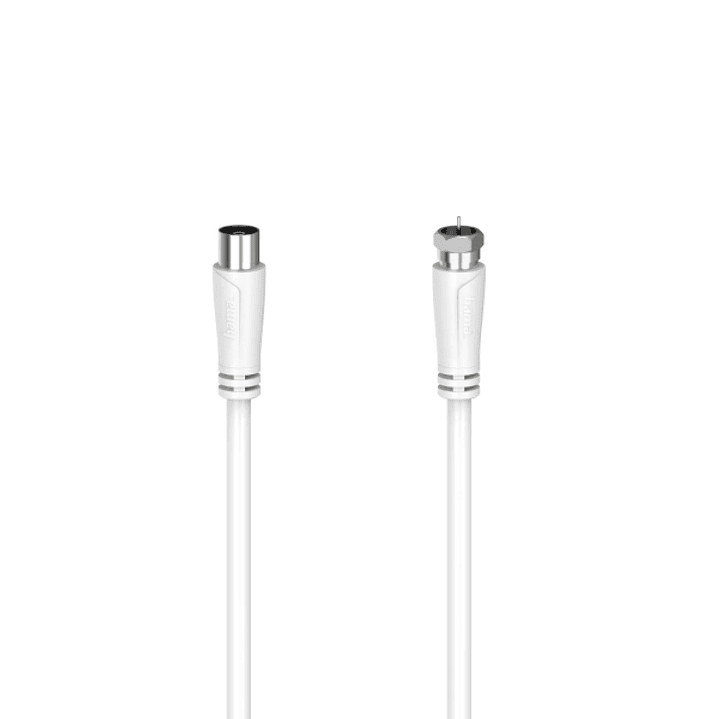 Hama Essential Cable Coaxial de Antena - Longitud 3m- Coaxial Hembra - Conector F Macho - Doble Blindaje - Apantallamiento 90dB - Impedancia 75Ohm - C 1