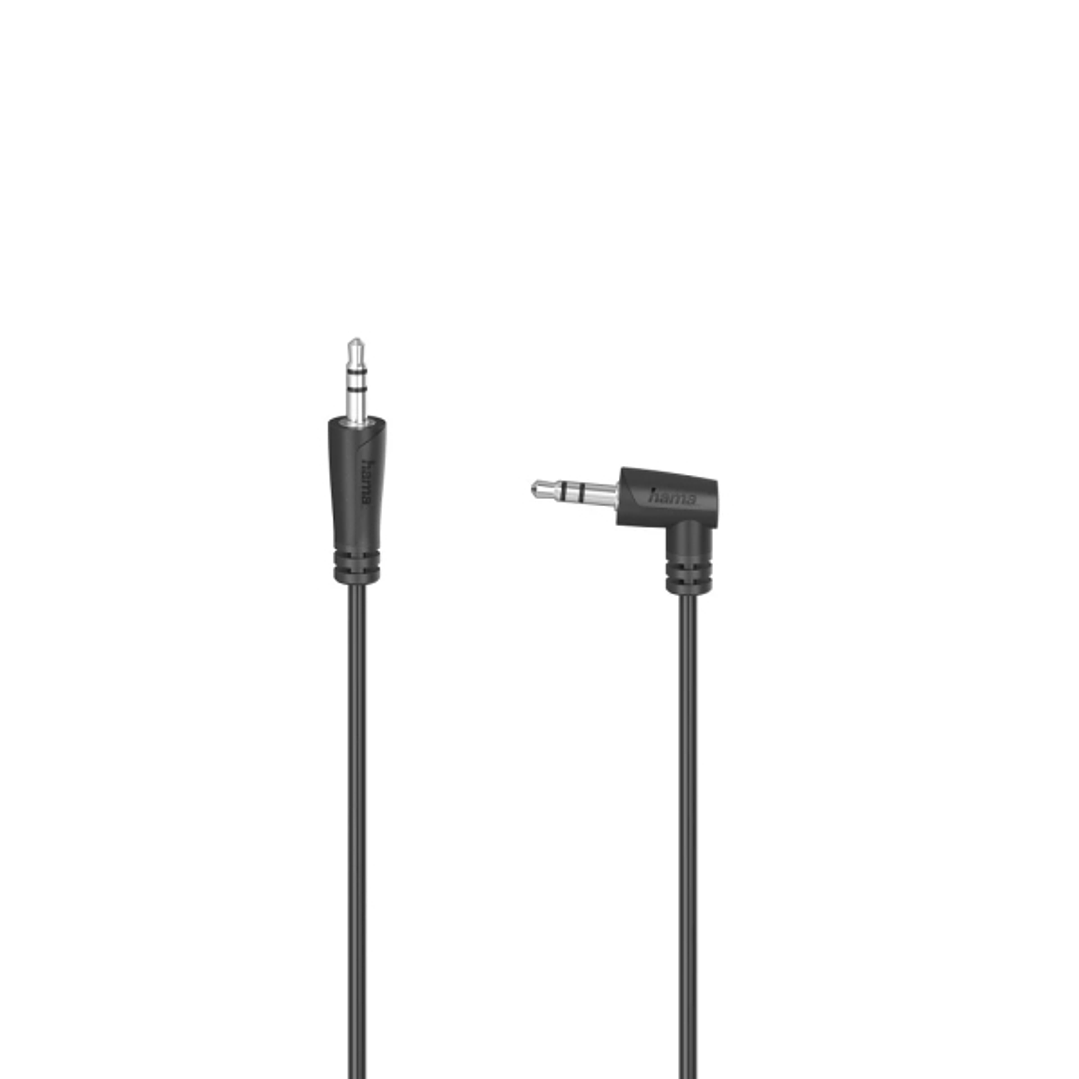 Hama Essential Cable de Audio Acodado 90º - Jack 3.5mm Macho - Longitud 1.5m - Color Negro 1
