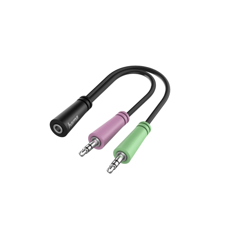 Hama Essential Cable Adaptador de Audio - 0.15m - 2x Jack Macho de 3.5mm - Jack Hembra de 3.5mm - Color Negro 1