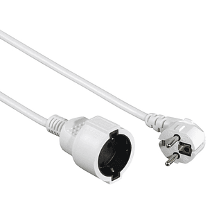 Hama  Cable de Alimentacion Alargador Acodado - Potencia Maxima 3680W - Longitud 2m - Seccion 1.5mm2 - Schuko CEE7 - Color Blanco