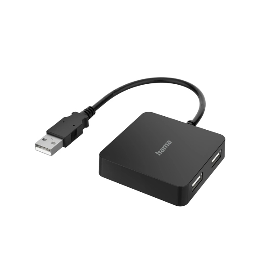 Hama Entry Hub USB 2.0 - Cable USB-A Integrado de 15cm - USB-A Hembra x4 - 5.6x5.6x1.3 - Color Negro 1