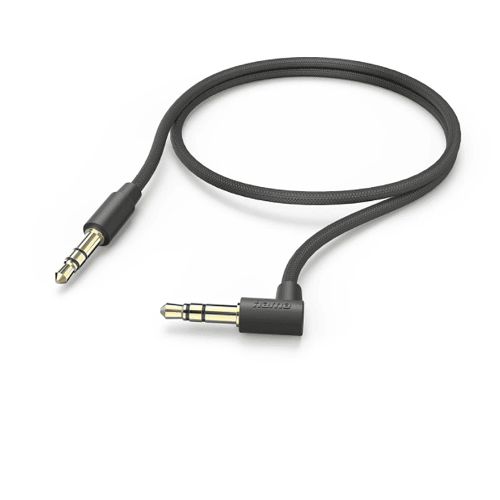 Hama Cable de Audio Acodado 90º - Jack 3.5mm Macho - Longitud 0.5m - Estereo - Contactos Chapados en Oro - Color Negro 1