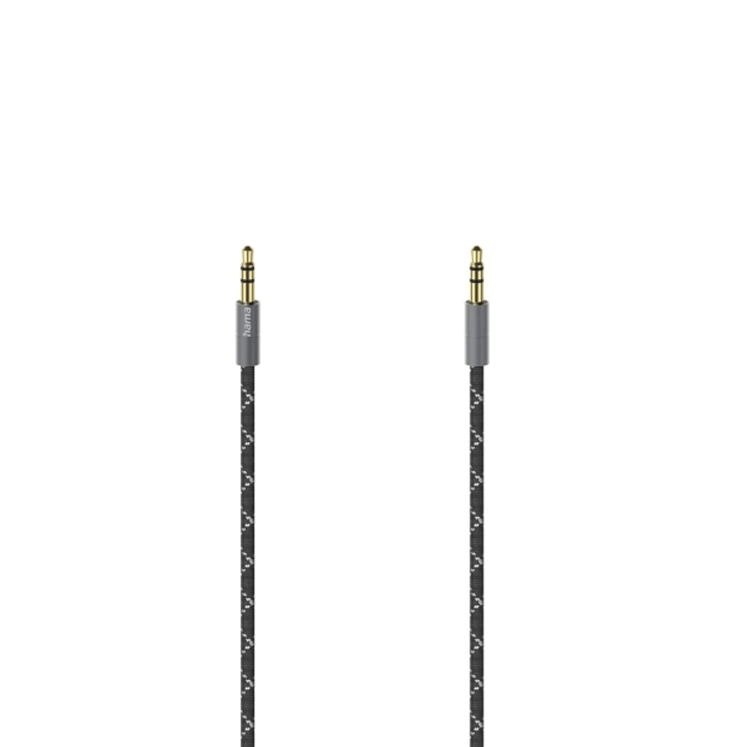 Hama Prime Cable de Audio - Jack 3.5mm Macho - Longitud 0.75m - Contactos Chapados en Oro - Estereo - Color Negro y Gris 1