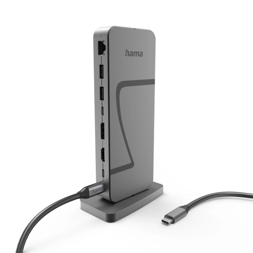 Hama Essential Hub USB 2.0/3.2 - Potencia Maxima 140W - Cable USB-C de 40cm - LAN Ethernet 2.5Gbps - DisplayPort 8K - HDMI 4K - 3x USB-C - 4x USB-A -  1