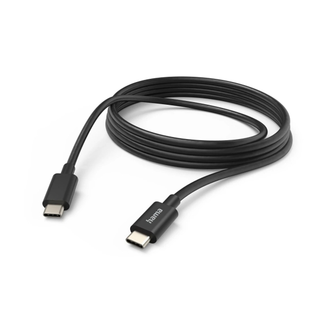 Hama Cable USB-C Macho - Potencia Maxima 60W - Longitud 3m - Velocidad hasta 480Mbps - Niquelado - Color Negro 1