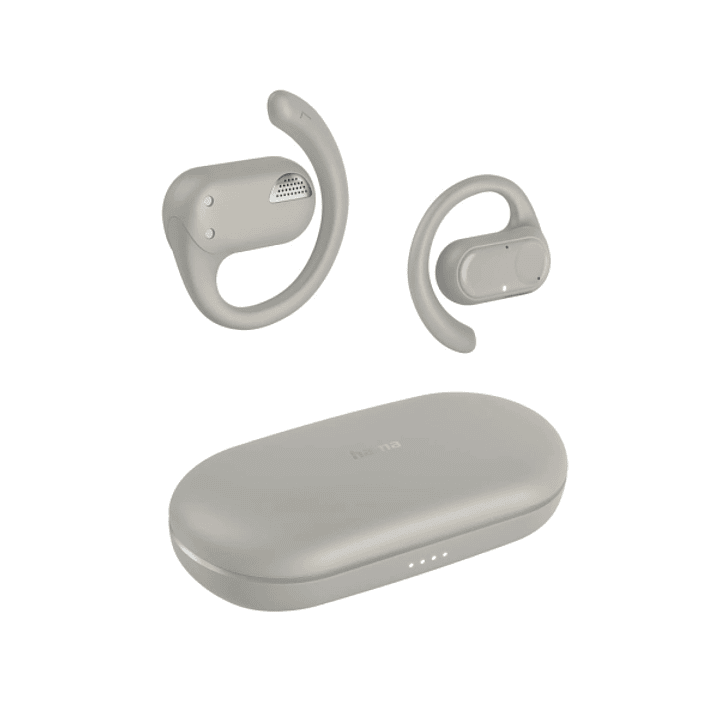 Hama Spirit Open Auriculares con Microfono Omnidireccional - Bluetooth - IPX4 - Pantalla LED - Carga por USB-C - Color Beige 1