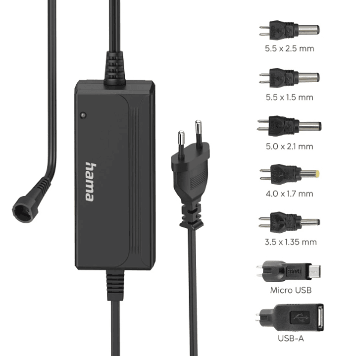 Hama Fuente de Alimentacion Multidispositivo - Potencia 36W - Voltaje 15V - Indicador LED - 7 Adaptadores - Intensidad Maxima 3A - Voltaje Ajustable - 1