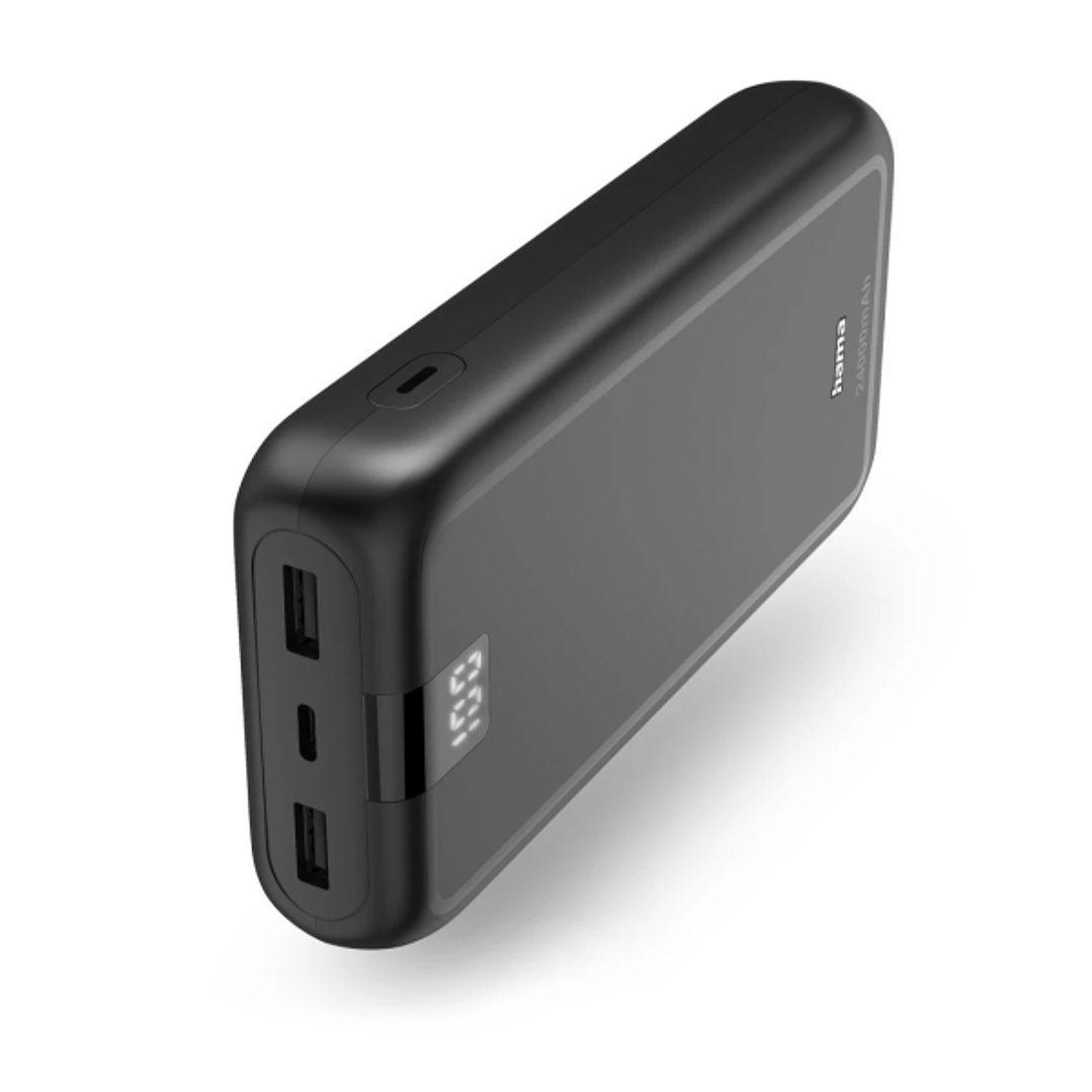 Hama Bateria Externa Powerbank 24000mAh - Polimero de Litio - USB-C - USB-A - Carga Rapida - 3 Conexiones de Salida - Pantalla Digital - Indicador de  1